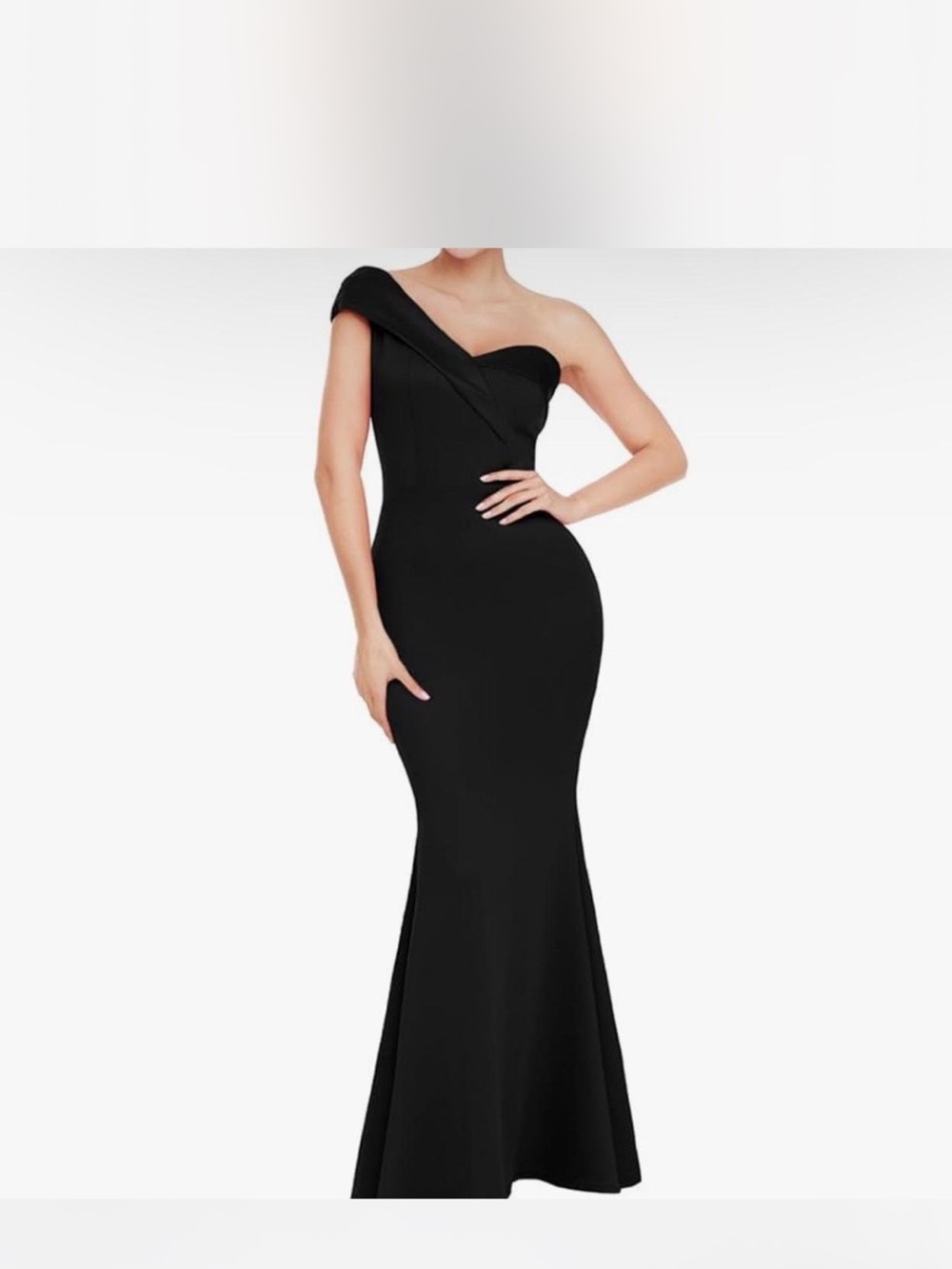 Source Unknown Black One-Shoulder Mermaid Evening Gown